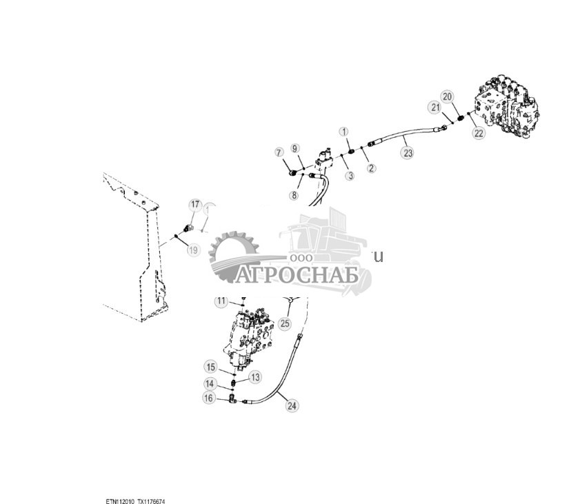 Трубопровод однорычажного управления погрузчиком, сервоуправление - ST816017 497.jpg